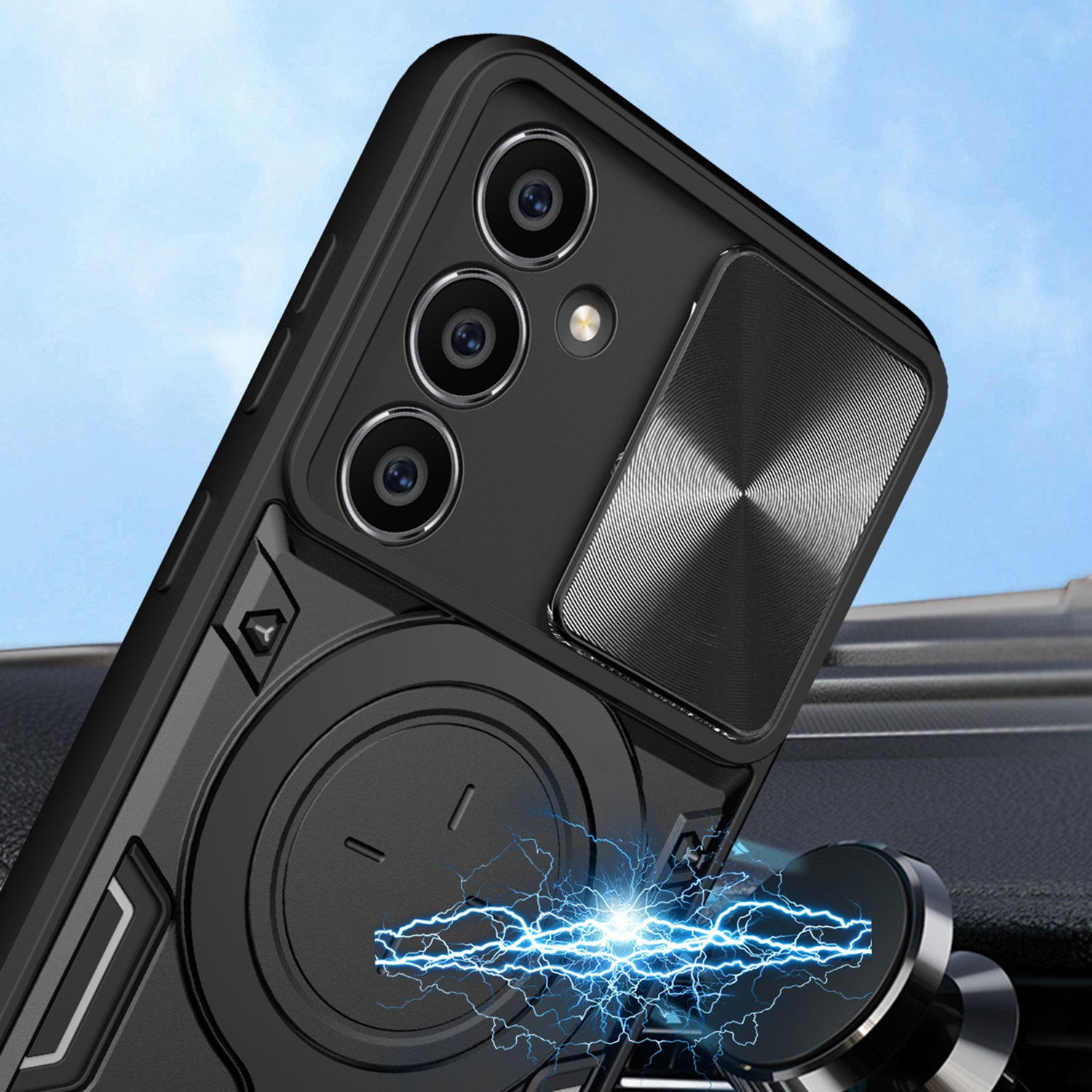 For Samsung Galaxy S23 FE Slide Lens Guard Kickstand Cover PC TPU Drop-proof Phone Case For Samsung Galaxy S23 FE Slide Lens Guard Kickstand Cover PC TPU Drop-proof Phone Case